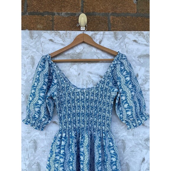 Hill House The Louisa Nap Blue Trailing Vine Crepe Midi Dress size small - Picture 5 of 9